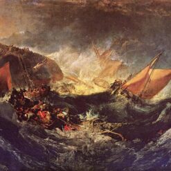 Stunning J.M.W. Turner's 'The Wreck of a Transport Ship' Inspired Oil on Canvas - Skillfully Created by Dafen Village Artists for Maritime Art Lovers