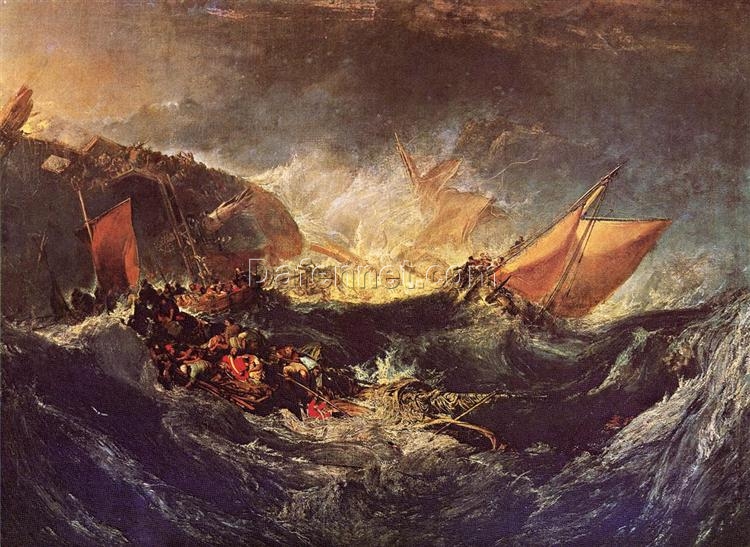 Stunning J.M.W. Turner’s ‘The Wreck of a Transport Ship’ Inspired Oil on Canvas – Skillfully Created by Dafen Village Artists for Maritime Art Lovers