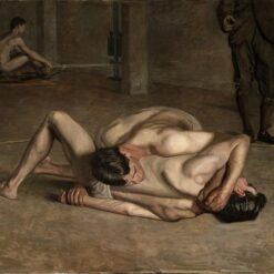 Hand-Painted Replica of Thomas Eakins' "The Wrestlers" (1899) - Dynamic Realist Genre Painting Oil on Canvas from Dafen Village, Ideal for Art Lovers and Sports Art Enthusiasts