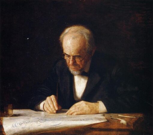 Dafen Village Inspired Reproduction of Thomas Eakins’ “The Writing Master (Benjamin Eakins)” (1882) – High-Quality Realist Portrait Oil Painting for Sale, Great for Art Collections and Interior Designers Seeking Professional Portraits