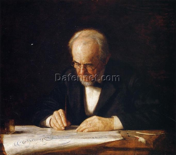 Dafen Village Inspired Reproduction of Thomas Eakins’ “The Writing Master (Benjamin Eakins)” (1882) – High-Quality Realist Portrait Oil Painting for Sale, Great for Art Collections and Interior Designers Seeking Professional Portraits
