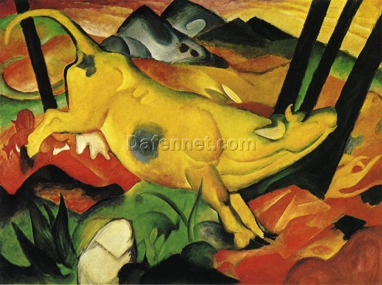 The Yellow Cow” – Franz Marc Inspired Expressionist Oil Painting Replica – Hand – painted in Dafen Village Studios