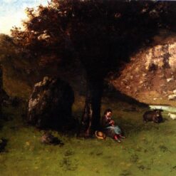 High-Resolution Print Inspired by Gustave Courbet's 'The Young Shepherdess' (La Petite Bergere) - An Affordable Way to Adorn Your Space with Realist Landscape Art from Dafen Village