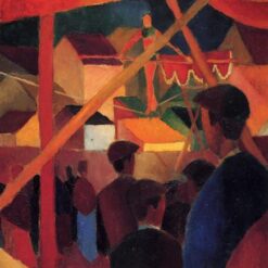 Dafen Village's Premier Reproduction - August Macke's 1914 'Tightrope Walker' Expressionist Genre Oil on Canvas