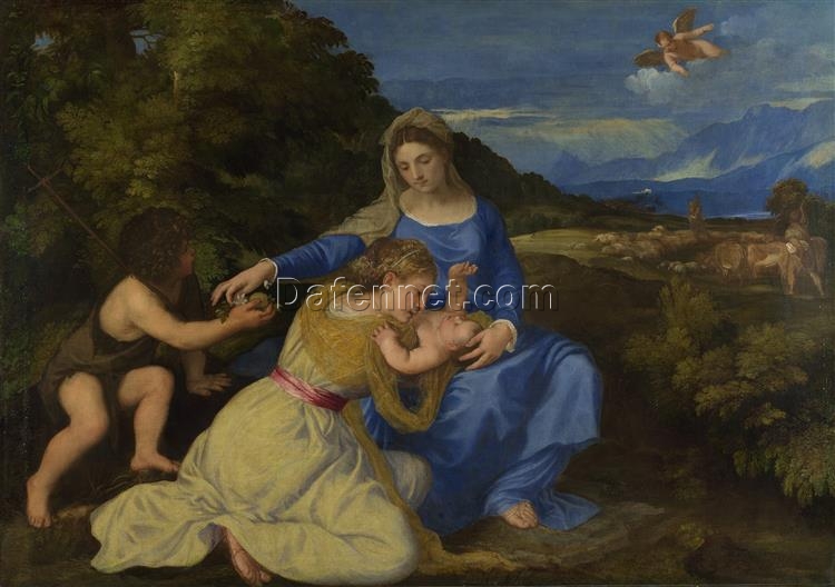 Titian’s Madonna Aldobrandini – Religious High Renaissance Oil Painting Reproduction by DaFen Village Studio