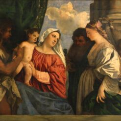 High Renaissance Religious Art – The Virgin and Child with Four Saints Inspired by Titian for Custom Home Décor