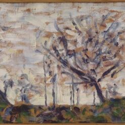 Exquisitely Hand-Painted Oil on Wood Replica of Georges Seurat's 'Trees, winter' (Arbres, hiver) - A Striking Post-Impressionist Landscape by Dafen Village Artists for Art Aficionados and Winter Scene Lovers