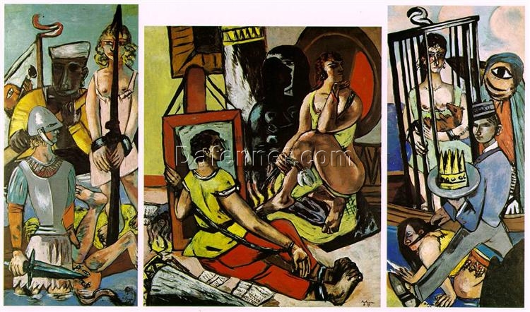 Museum – Grade Reproduction of Triptych of the Temptation of St. Anthony INSPIRED BY Max Beckmann