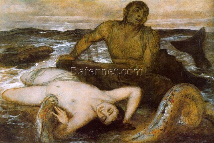 Böcklin-Inspired “Triton and Nereid” Oil Painting – Hand-Painted Mythological Art for Classic Home & Luxury Wall Décor | DaFen Village Studio