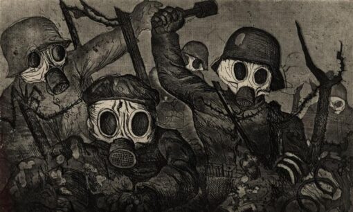 Customizable Reproduction of Otto Dix’s “Stormtroops Advancing Under Gas” (1924) – Tailored Expressionist Battle Painting