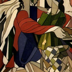 Two Kneeling Figures" – Cubist Artwork by Tamara de Lempicka | Museum-Quality Oil Painting