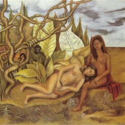 Inspired by Frida Kahlo – Two Nudes in the Forest (The Earth Itself) | Hand-Painted Oil Painting | Mexican Naïve Art | DaFen Village Studio