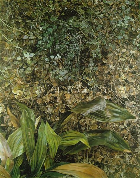 Exquisitely Hand – Painted “Two Plants” Inspired Contemporary Realism Landscape Oil Painting by Dafen Village Studios – A Mesmerizing Artwork for Art Aficionados