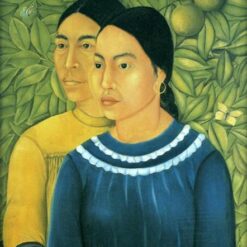 Custom Oil Painting Inspired by Frida Kahlo’s Two Women (Dos Mujeres) – Hand-Painted Naïve Art Reproduction from DaFen Village Studio | Mexican Fine Art Portrait for Home, Office, and Gallery Décor