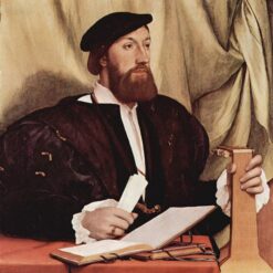 High-quality Replica of 'Unknown gentleman with music books and lute' INSPIRED BY Hans Holbein the Younger - Northern Renaissance Oil, Panel & Tempera Painting from Dafen Village for Interior Decorators and Art Collectors
