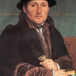 Authentic Hand - painted 'Unknown Young Man at his Office Desk' INSPIRED BY Hans Holbein the Younger - Northern Renaissance Style Oil on Wood from Dafen Village Studio for Art Aficionados