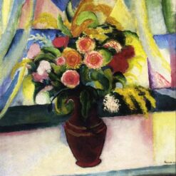 High - Quality Hand - Painted Replica from Dafen Village - August Macke's 1913 Untitled Expressionist Still Life Oil Painting, 65.09 x 46.99 cm