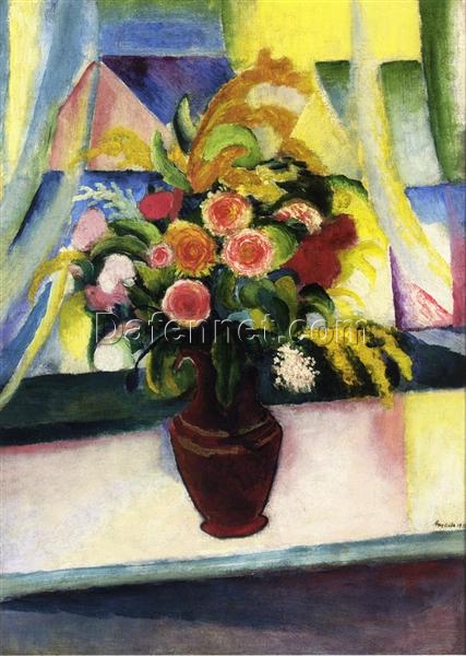 High – Quality Hand – Painted Replica from Dafen Village – August Macke’s 1913 Untitled Expressionist Still Life Oil Painting, 65.09 x 46.99 cm