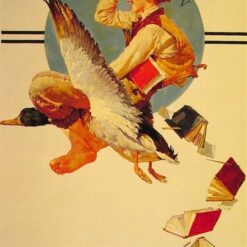 Dafen Village's Authentic Replica - Norman Rockwell's 1934 'Vacation Boy riding a Goose' Regionalism Poster Oil on Canvas