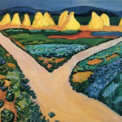 Exquisite Dafen Village Reproduction Inspired by August Macke's 'Vegetable fields' (1911) - Expressionist Landscape Oil on Canvas for Art Collectors