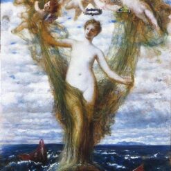 Venus Anadyomene Inspired Oil Painting by Arnold Böcklin Style - Symbolism Mythological Artwork Replica