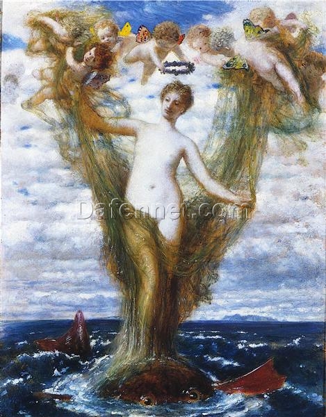Venus Anadyomene Inspired Oil Painting by Arnold Böcklin Style – Symbolism Mythological Artwork Replica