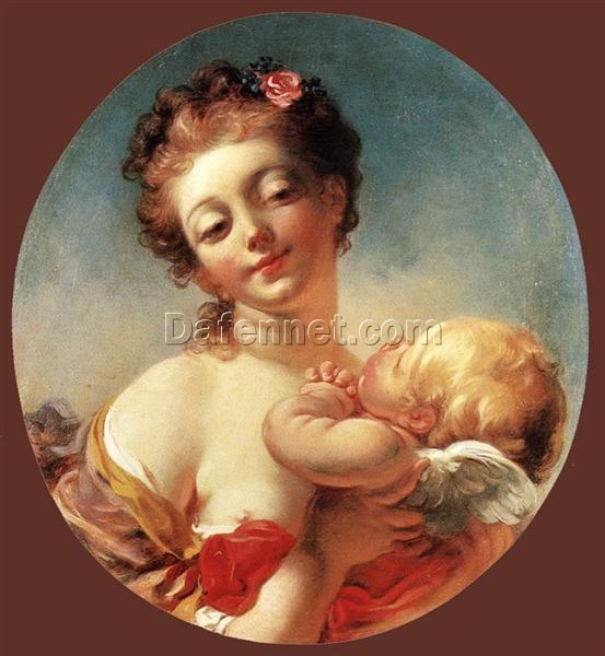 Exquisite Dafen Village Artistic Rendition “Venus and Cupid” Inspired Rococo Mythological Oil Artwork