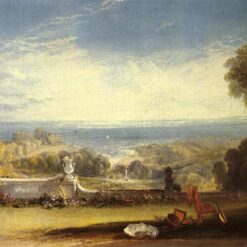 Unique View from the Terrace of a Villa at Niton, Isle of Wight - Style Landscape Oil Painting Inspired by J.M.W. Turner, Professionally Painted in Dafen Village, Ideal for Home Decor