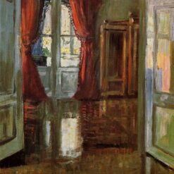Impressionist 'View into the Apartment of Leopold and Marie Czihaczek' Inspired Oil on Cardboard Painting Replica - Handcrafted by Dafen Village Artisans for Intimate Interior Art Displays