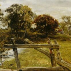 Charming Hand - Painted Replica of John Everett Millais' "View Near Hampstead" - High - Quality Realist Landscape Oil Painting on Panel from Dafen Village Studios for Art Lovers Searching for Idyllic Scenes on Google