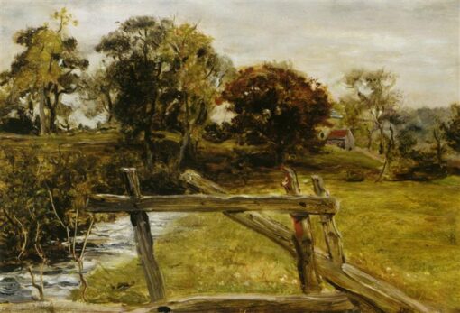 Charming Hand – Painted Replica of John Everett Millais’ “View Near Hampstead” – High – Quality Realist Landscape Oil Painting on Panel from Dafen Village Studios for Art Lovers Searching for Idyllic Scenes on Google