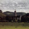 Stunning c.1858 Gustave Courbet - Inspired 'View of Ornans and Its Church Steeple' Realist Landscape Oil Painting - Handcrafted by Dafen Village Studio, Great for Gifting Art Lovers