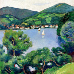 Exquisite Dafen Village Reproduction of August Macke's 'View of Tegernsee' - Expressionist Landscape Oil on Canvas for Enthusiasts of German Art