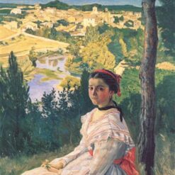 Hand - Painted Impressionist Landscape 'View of the Village of Castelnau - le - Lez' INSPIRED BY Frederic Bazille (1868), Created by Dafen Village Artisans