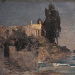 Hand - Painted Coastal Landscape INSPIRED BY Böcklin’s Villa by the Sea for Wall Decor