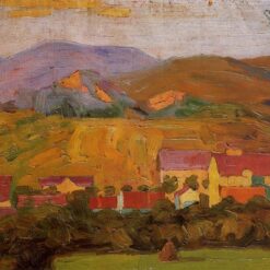 High-quality 'Village with Mountains' Impressionist Inspired Oil on Canvas Painting by Egon Schiele - Direct from Dafen Village Studios for Art Aficionados