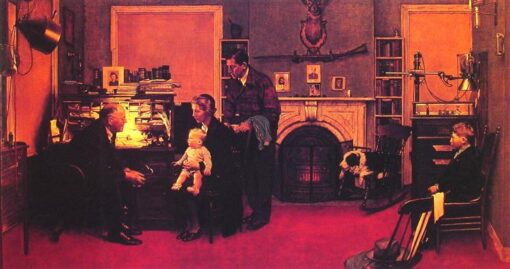Dafen Village’s Exquisite Replica – Inspired by Norman Rockwell’s 1947 ‘Visits a Country Doctor’ Regionalism Genre Oil Painting