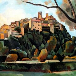 Exquisite Hand-Painted Oil Painting Inspired by Andre Derain's 1910 'Vista de Saint Paul de Vence' - A Cubist Cityscape Masterpiece from Dafen Village Studio for Art Aficionados