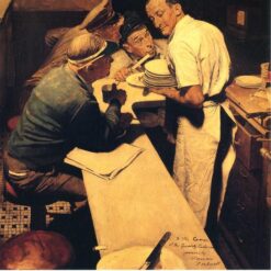 Authentic - Looking Replica of Norman Rockwell's 'War News' Inspired by 1945 Original - Hand - Painted in Dafen Village, 103x105 cm Oil on Canvas