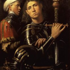 Authentic - Looking Reproduction of Giorgione's 'Warrior with Groom' (1505 - 1510) - Handmade High Renaissance Portrait Oil Painting on Canvas by Dafen Village Artisans