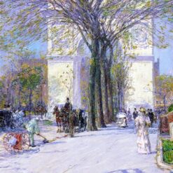 Dafen Village Inspired Reproduction of Childe Hassam's "Washington Arch, Spring" (1893) - High-Quality Impressionist Genre Oil Painting for Sale, Great for Art Collections and Interior Design