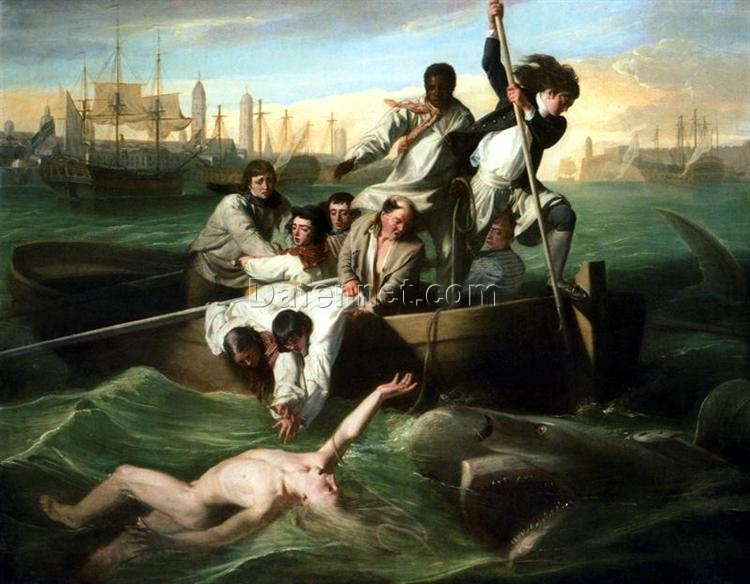 Dafen Village Hand-Painted Oil Canvas: Watson and the Shark INSPIRED BY John Singleton Copley’s 1782 Romantic History Masterpiece from Detroit Institute of Arts