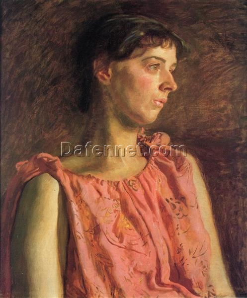 Authentic-Looking Realist Portrait “Weda Cook” (1891) by Thomas Eakins – Dafen Village Creation, Oil Painting for Home and Office Spaces, Adored by Art Aficionados and Those Who Appreciate the Art of Capturing Essence