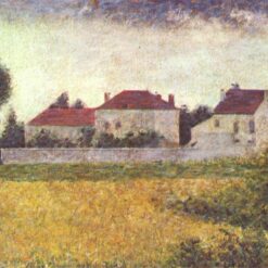 Exquisitely Hand-Painted Oil on Canvas Replica of Georges Seurat's 'White Houses, Ville d'Avray' (Ville-d'Avray) - A Mesmerizing Neo-Impressionist and Pointillist Landscape by Dafen Village Artists for Art Aficionados and Landscape Enthusiasts
