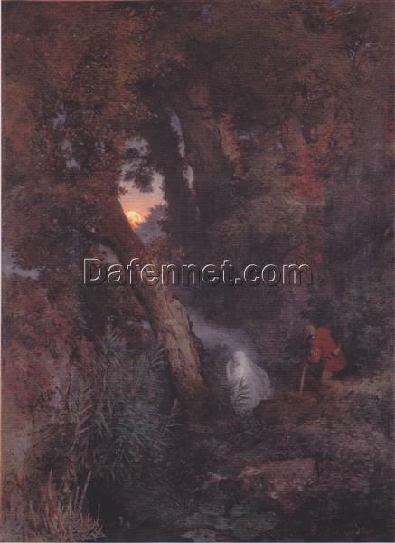 Museum – Quality Symbolist Painting INSPIRED BY Böcklin’s Will – o’ – the – wisp