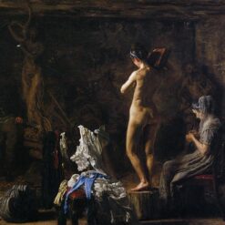 Hand-Painted Replica of Thomas Eakins' "William Rush Carving His Allegorical Figure of the Schuykill River" (1877) - Magnificent Realist Genre Oil Painting on Canvas from Dafen Village, Ideal for Art Historians and Lovers of Sculptural Art History