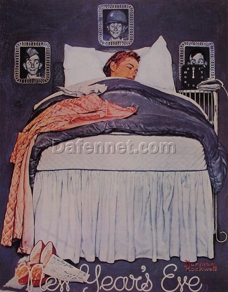 Dafen Village’s Authentic – looking Replica of Norman Rockwell’s 1944 ‘Willie Gillis New Year’s Eve’ – Perfect for Decorating with a Touch of Vintage Wartime Festivity