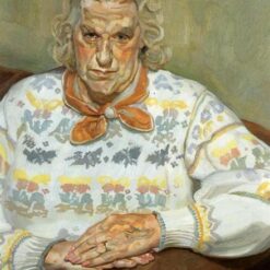 High - Quality Replica of Lucian Freud's 1990 - 1991 'Woman in a Butterfly Jersey' - Expressionist Portrait Oil on Canvas