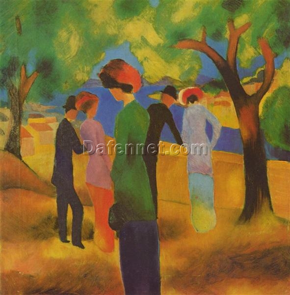 Dafen Village’s Hand – painted Oil Inspired by August Macke’s 1913 ‘Woman in a Green Jacket’ – Expressionist Artwork for Interior Decoration