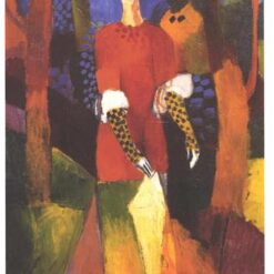 Dafen Village Studio's Exquisite Reproduction - August Macke's 1914 Expressionist Portrait 'Woman in park' Oil on Canvas for Art Aficionados